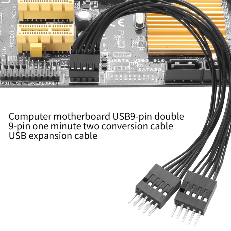 2PCS Motherboard 9 Pin USB Splitter Cable, USB 2.0 9Pin Female to Dual 9 Pin ... gallery