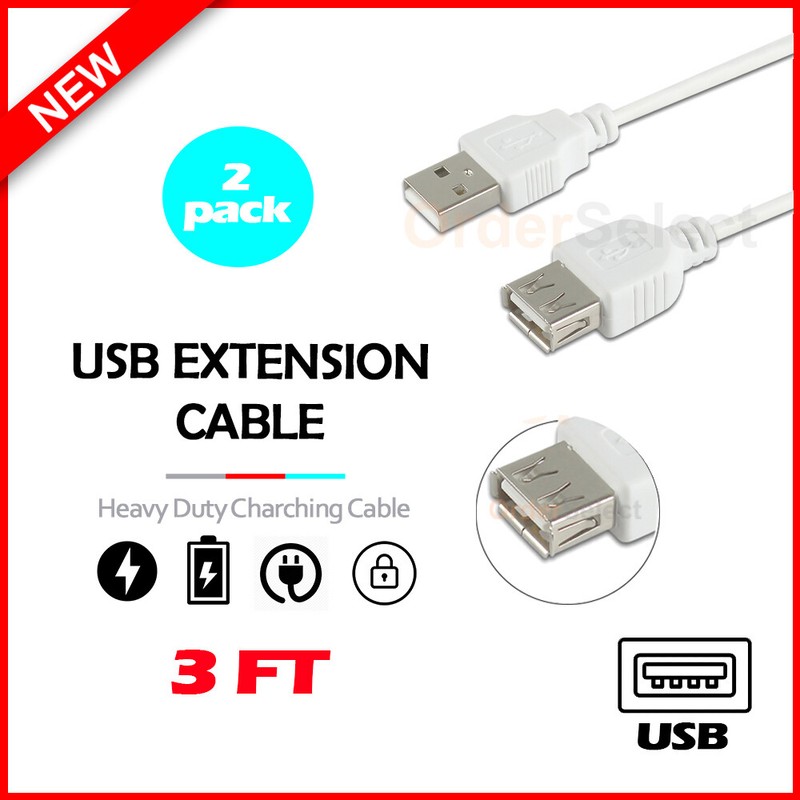 2X USB 3′ Extension Cord Rapid Charger for iPhone 15/15 Plus/15 Pro/ 15 Pro Max