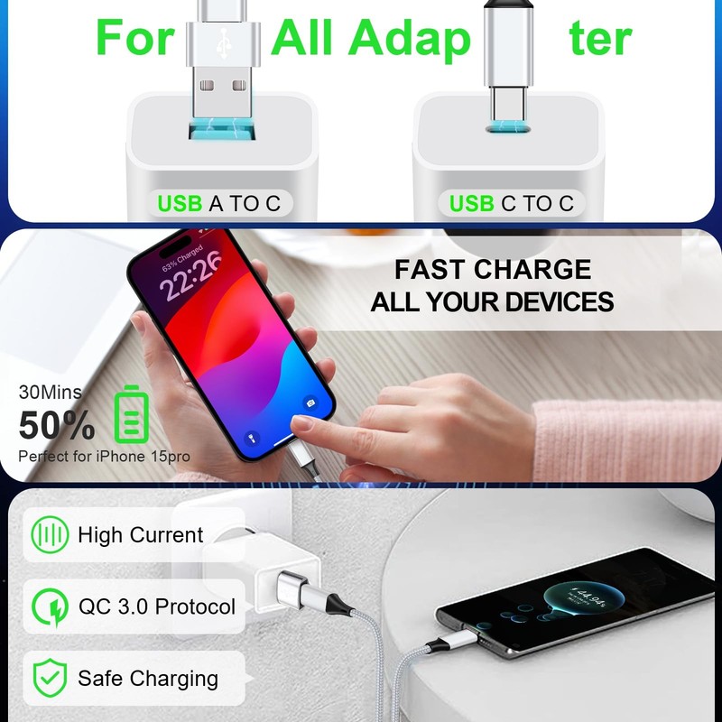 USB C Splitter Multi Charging Cable,USB A/C to USB C QC 3.0 Fast Charging[2Pa... gallery