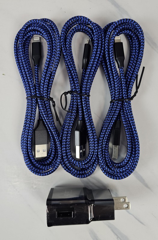 3 Pack 6′ USB to Ltning Fast Charging Cable Braided Fabric + 1 Charging Box