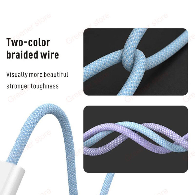 60W Dual Type-C Charger USB-C to USB-C Cable 3A Data Sync Fast Charging 1M 2M gallery