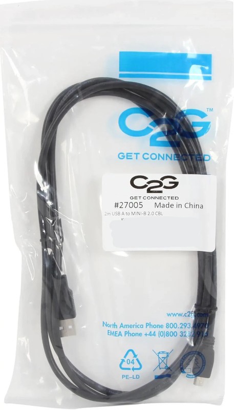 C2G USB Cable - USB 2.0 A Male to Mini-B Male Cable Black -6.6 Feet - 27005 gallery