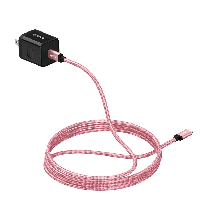 CBUS Fast Charger Block and 6ft Braided Charging Pink Rose Gold / Black