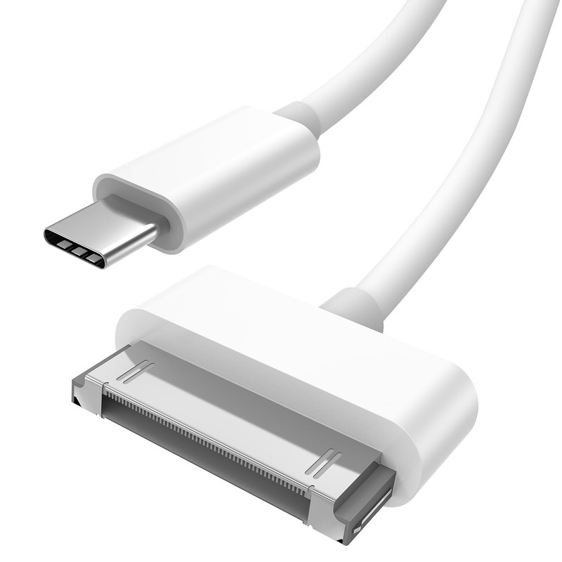 DCNETWORK 30-Pin to USB C Adapter Cable for iPhone, iPad, iPod – 3.3FT, White
