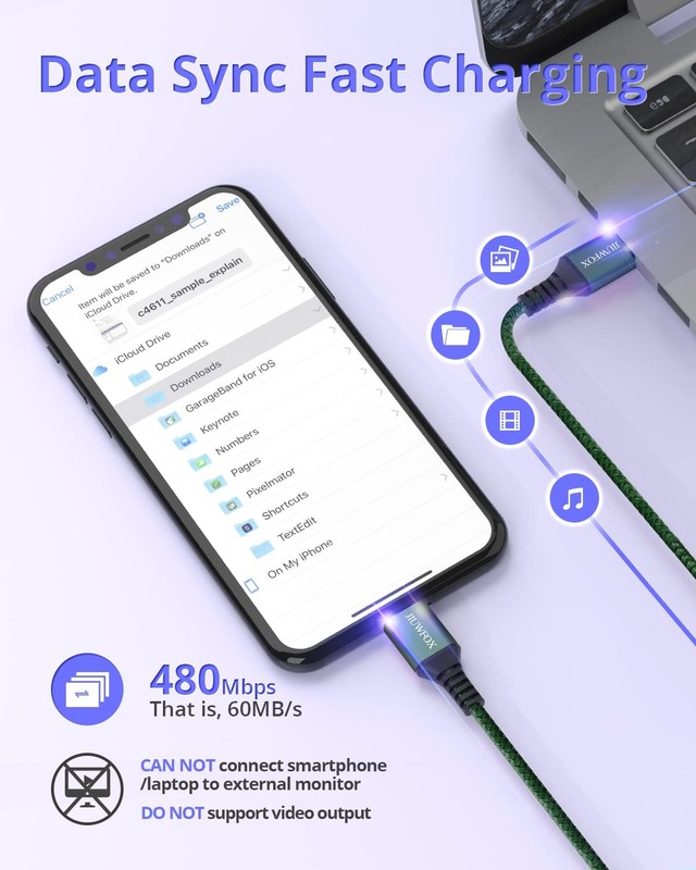 USB C to USB C Charging Cable 10ft 60W Fast Charger for iPhone 17/S25 - Durable gallery