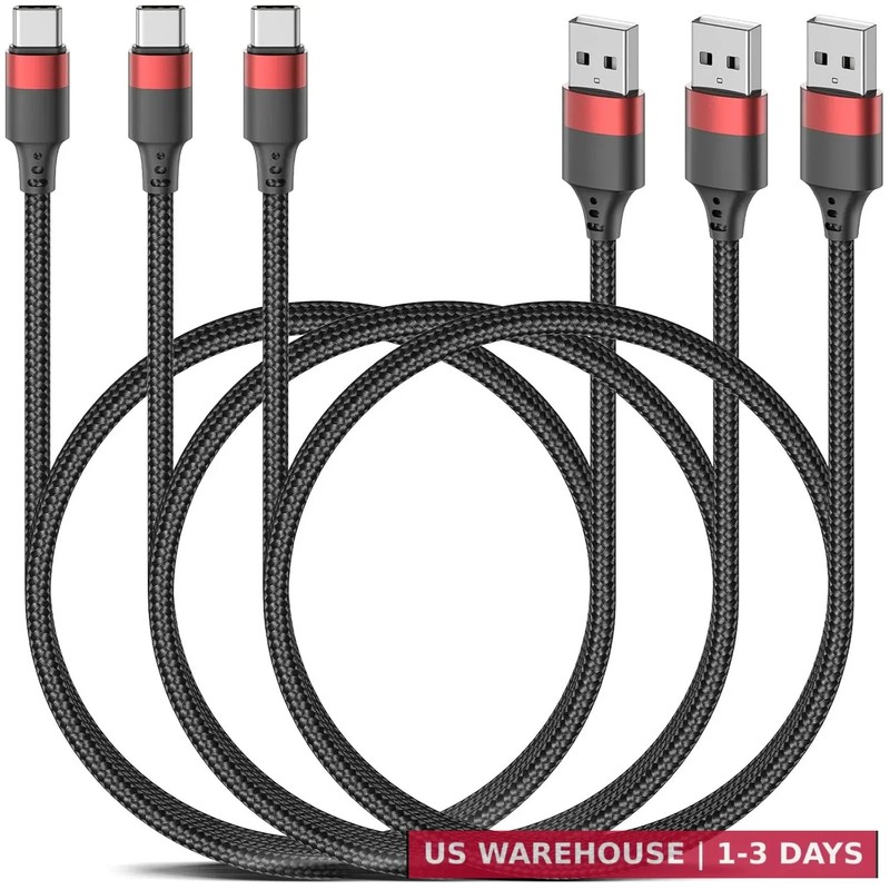 3ft USB C Cable, 3 Pack USB A to USB C Cable for iPhone 16 15, Nylon Braided Typ