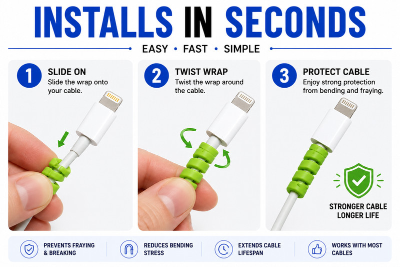 Cable Protector Spring Wraps 20-Pack Charger Cord Saver Wire Protectors gallery