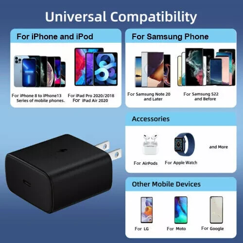 45W Type USB Super Fast Wall Charger W/6ft Cable for Samsung Galaxy S23 S22 S21+ gallery