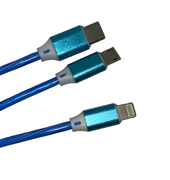 *NEW* 3 Prong Charger BLUE LIGHT UP Cable