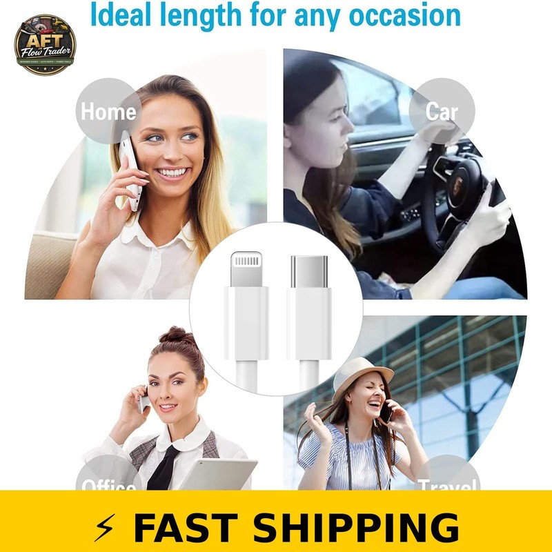 RCTech USB C to Lightning Cable 3Pack 6FT MFi Certified Fast Charging White gallery