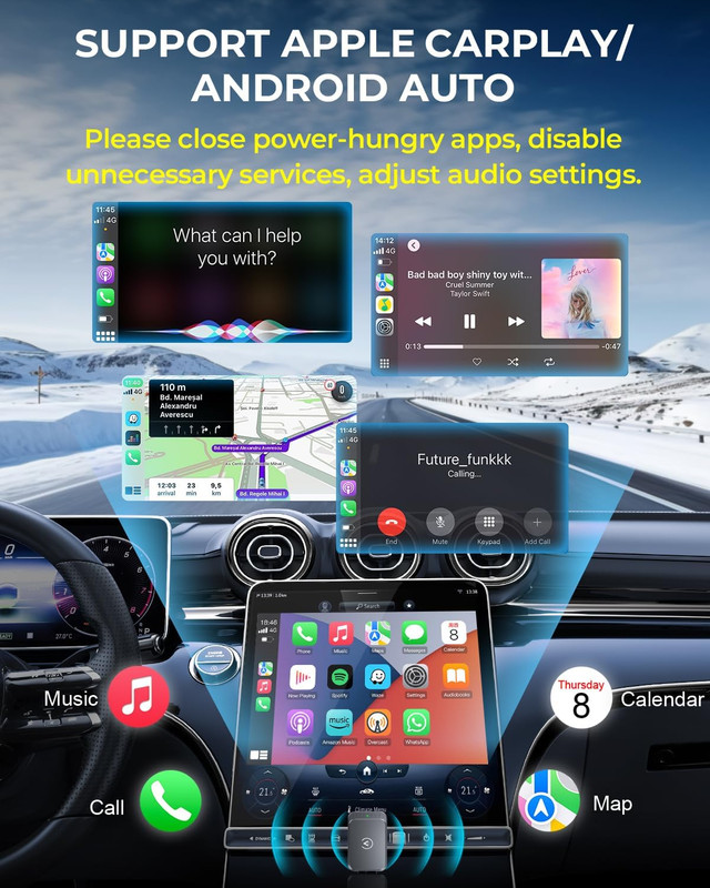 AuroraLink Wireless Carplay Adapter for Apple iPhone & Android Auto 2-in-1 Fast gallery