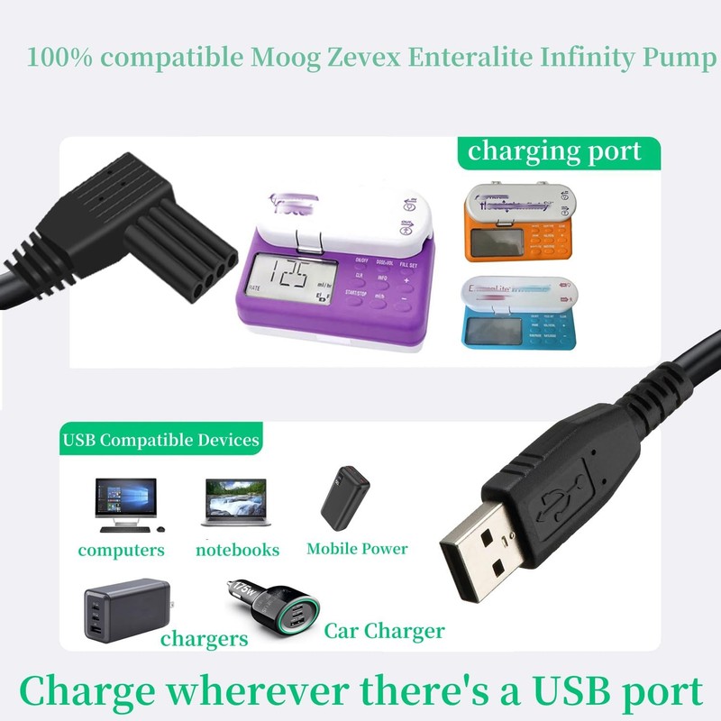 USB Power Charging Cable for Moog Zevex Enteralite Infinity Pump with Infinit... gallery