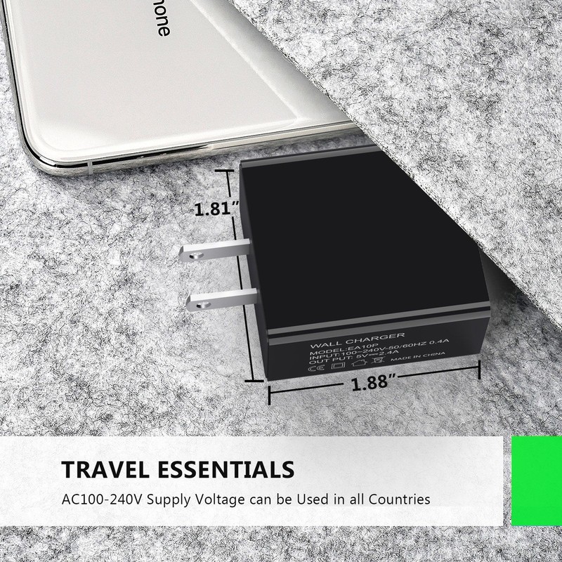 ESOULK 12W 2.4A Dual USB Wall Charger Adapter fast charger (bk) gallery