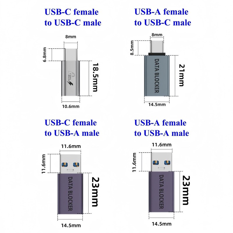 4 Pack USB Data Blocker Type A Type C Charge Only Safe Charging Adapter gallery