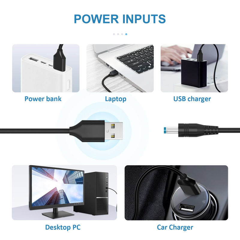 5V Universal DC Power Cable, USB to DC Charging Cord with 13Pcs Adapter Plugs gallery