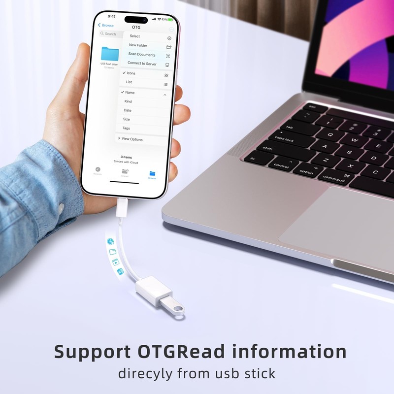ZVGMOOE USB C to 3.0 Adapter 2 Pack, C Male Female OTG White gallery