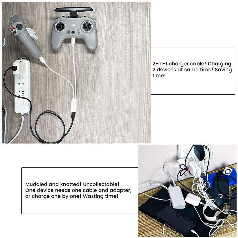 USBC Splitter Cable 2in1 Female to 2 Male Type C Charger 1ft White gallery