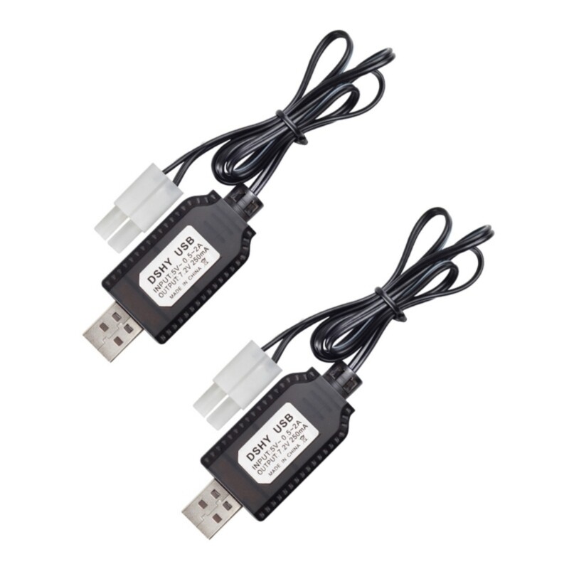 2Pcs USB Charger Cable JST/SM2.0 2P Connectors for 7.2V NiMH NiCd Batteries Toys gallery