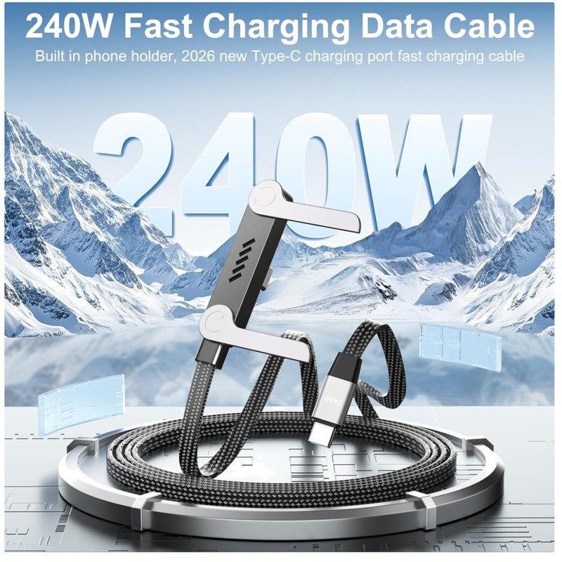 Invisible Holder Charger Cable – 240W Fast Charge