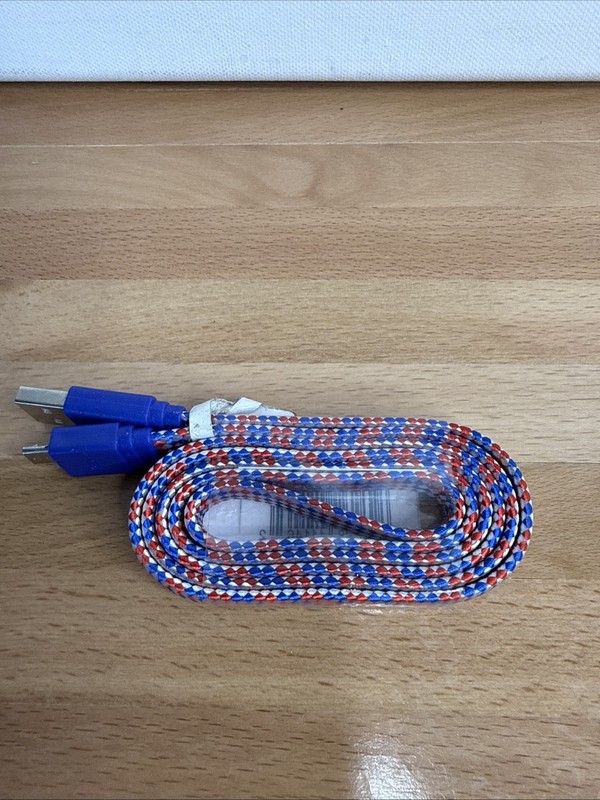 7-Eleven Braided Micro USB Charge & Sync Cable - Red, White & Blue Nylon - 3ft gallery