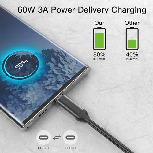 60W USB C to USB C Cable 15ft 2Pack - Fast Charging Type-C Charger for iPhone, S gallery