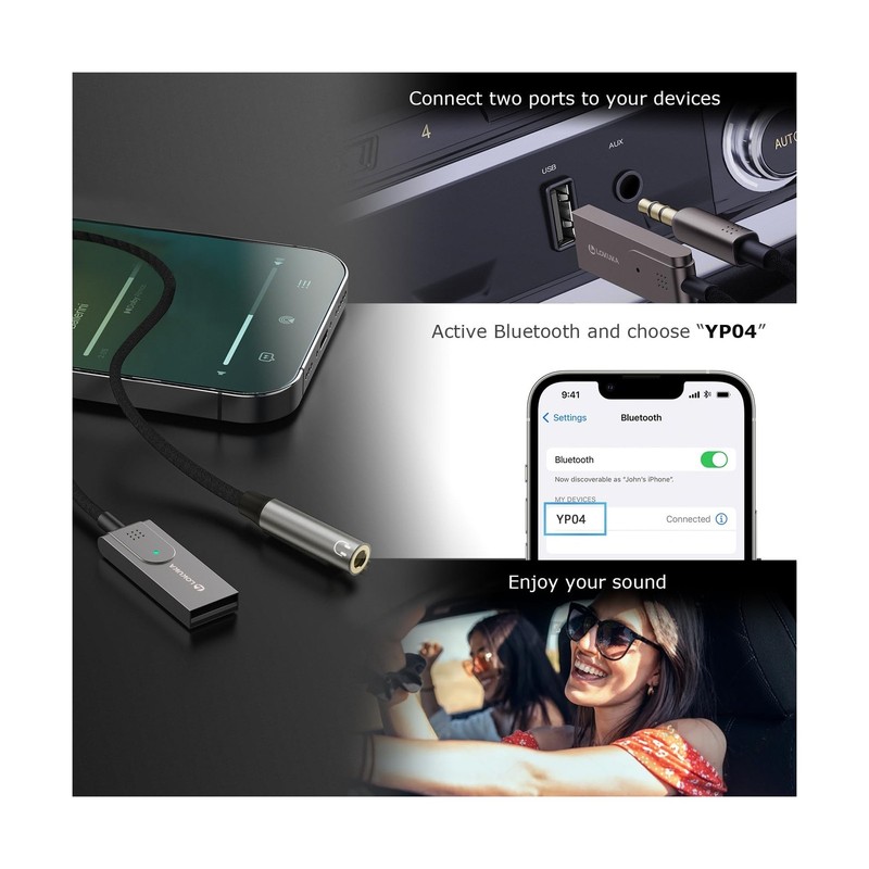 Bluetooth 5.3 to Aux Adapter for Car or Amp, USB to 3.5mm Female Bl... Fast Ship gallery