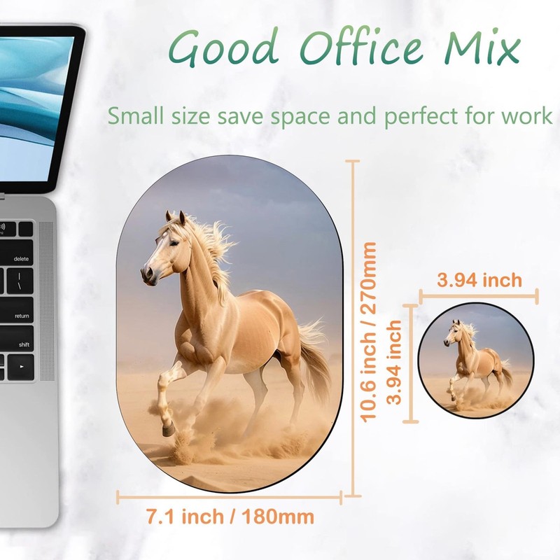 Gaming Mouse Pad with Coasters Set, Horse Design Mouse Pad Non-Slip Rubber Mo... gallery