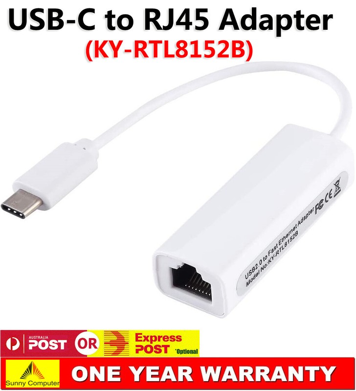 USB 3.1 Type-C USB-C to RJ45 Ethernet Network Adapter 100Mbps For Macbook PC AU