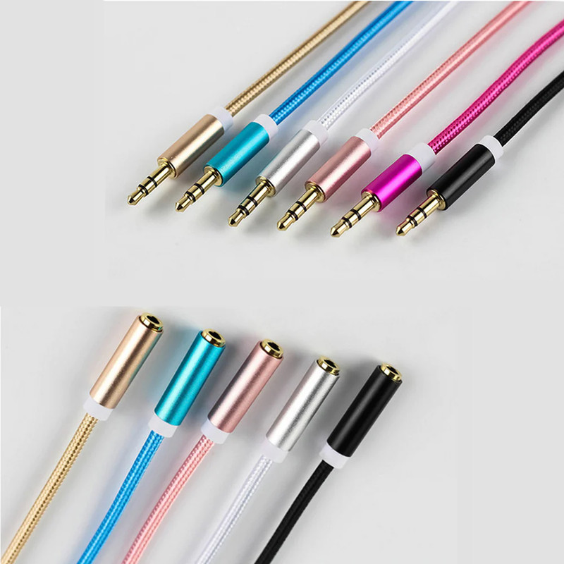 Male To Female braided 3.5mm AUX Audio Extension Cable