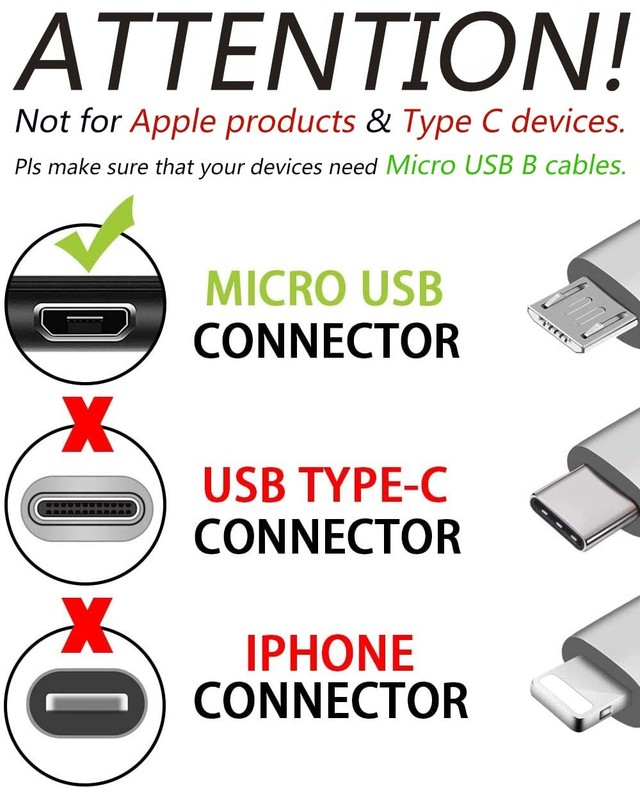 Micro USB Cable, 2 Pack [6FT, 6FT], Fast Charging Cable, High Speed Android C... gallery