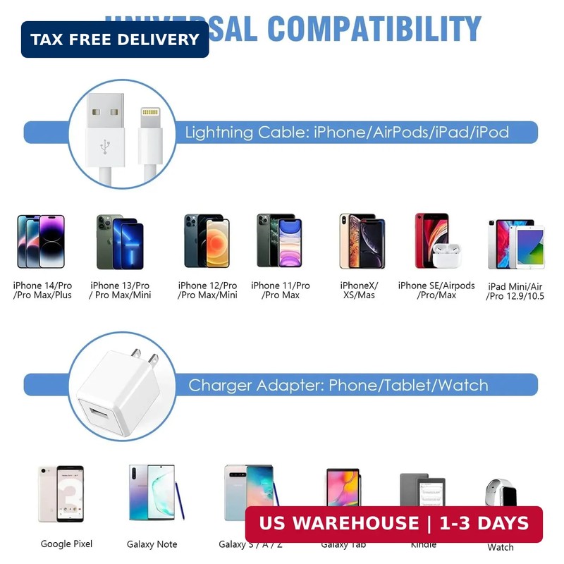 iPhone Charger 10FT, [Apple MFi Certified] 2-Pack Long Fast Charging Lightning C gallery