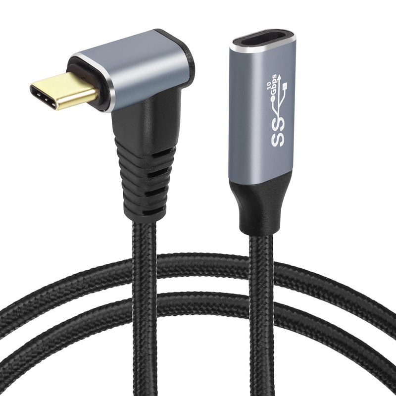 1M Right Angle USB C Extension Cable,90 Degree 10Gbps PD 100W USB3.1 Gen2 Mal…