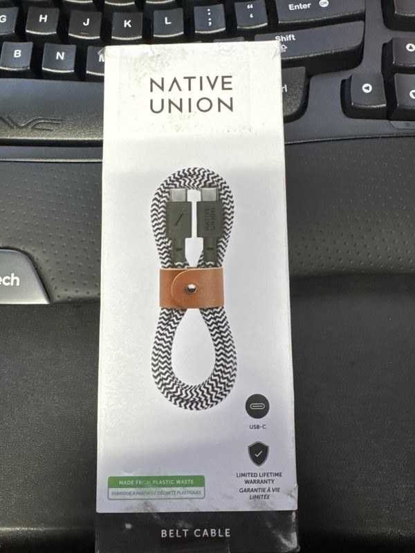 Native Union Belt Cable 60w 4ft (USB-C to USB-C) for iPhone Samsung pixel ZEBRA