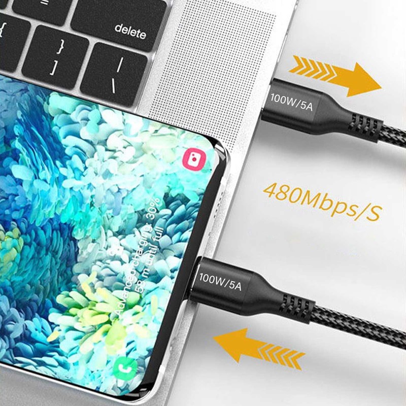 15FT 100W USB-to USB-Cable PD Fast Charging Cable Nylon Black gallery