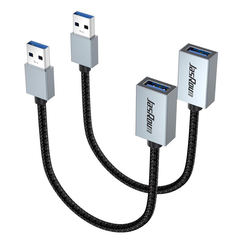 USB Extension Cable 1ft Braided 3.0 Male to Female Fast Data Transfer and
