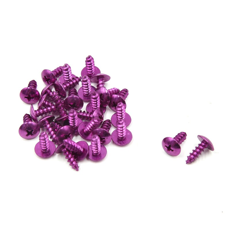 29pcs Universal Motorcycle Scooter Reattach Round Screws Cross Head Purple