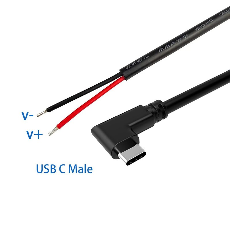 5Pcs 25CM 22AWG Right Angle USB -2 Core Pigtail Cable, 3A 5V 90Degree USB-Plu... gallery
