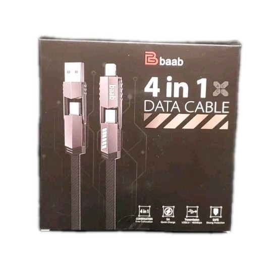 4 in 1 USB Type C + Lightening + USB-A Charging Cable 3.3ft 480 Mbps Fast Charge