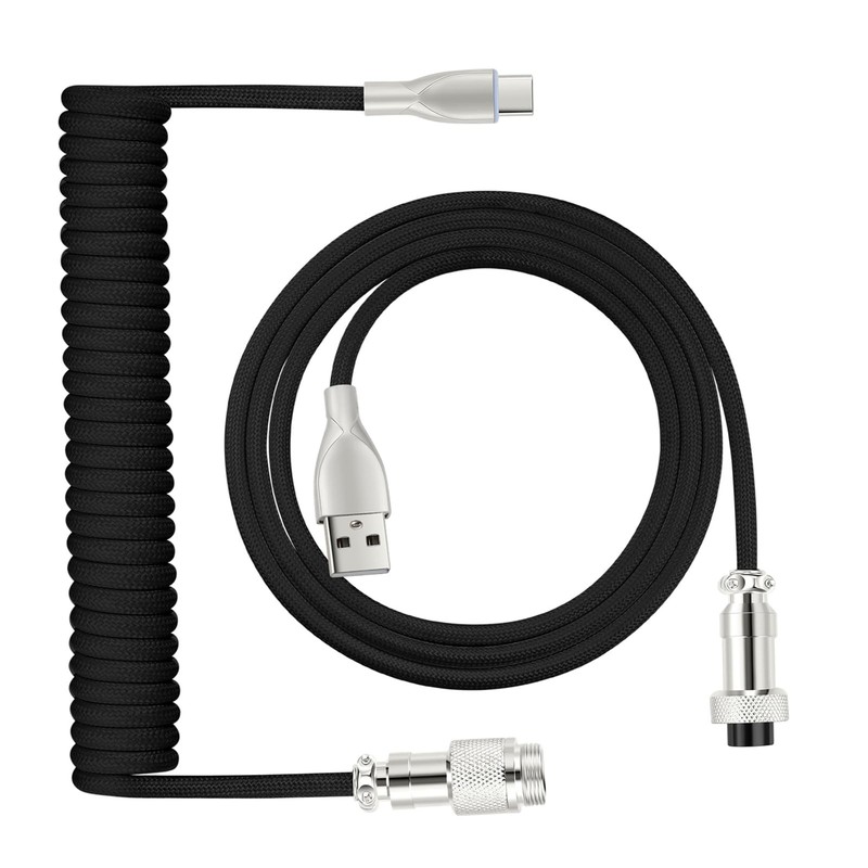 Coiled Mechanical Keyboard Cable, USB -to USB-A Keyboard Wire, Black Braided …
