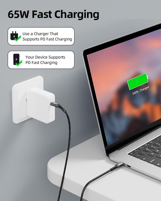 USB C to USB C Cable, 6FT 3 Pack,C to C Cable Fast Charging 65W Type C Charge... gallery