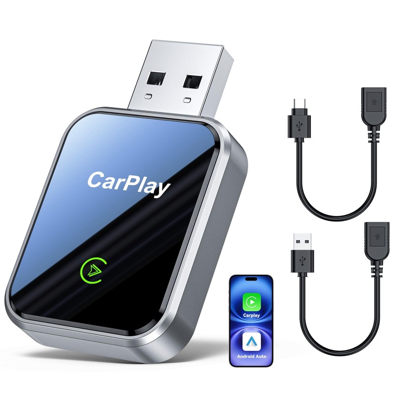 CarPlay Wireless Adapter for iPhone & Android Auto,Plug and Play Mini Size 2 …