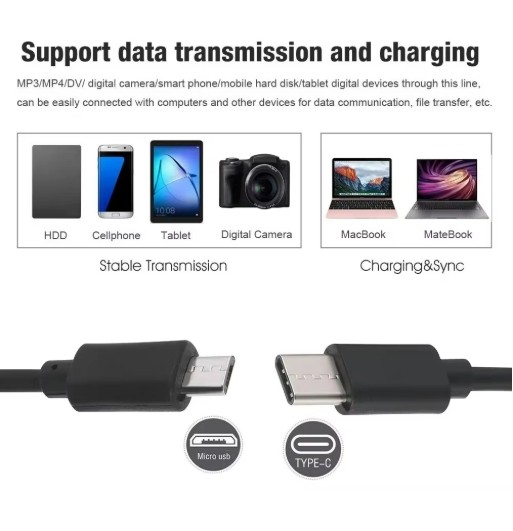 USB Type C to Micro 5V/2.4A Data & Sync Transfer OTG Fast Charging Cable -Lot gallery