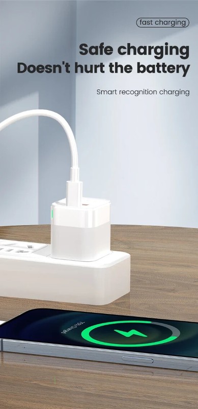 White 20W USB-C & A AC Wall Charger 5X Fast Adapter Compatible iPhone & Samsung gallery