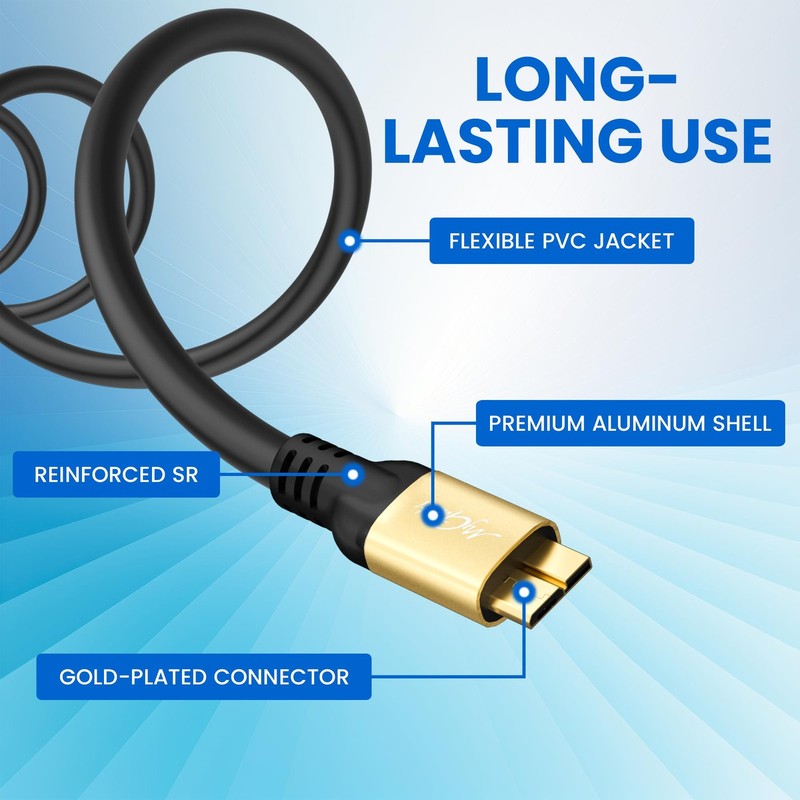 USB 3.0 Micro 10-Pin Cable 15FT, Extra Long 3.1 C to Micro B External Hard Dr... gallery