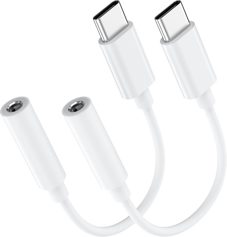 2 Pack USB C to 3.5mm Headphone Jack Adapter, Aux to USB C HiFi Compatible for A