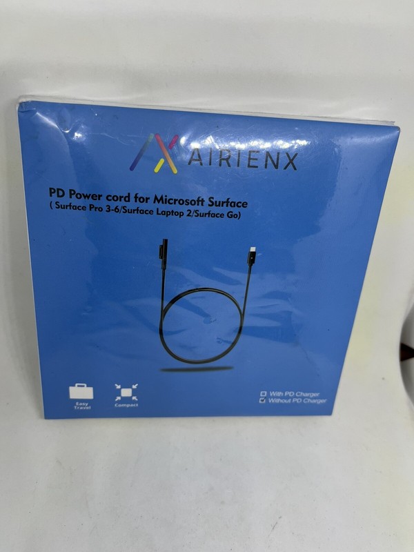 Airienx PD Power Cord for Microsoft Surface Pro 3-6/surface Laptop2/Surface Go.