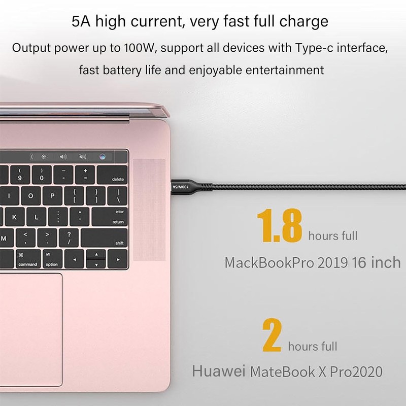 15FT 100W USB-C to USB-C Cable PD Fast Charging Cable Nylon Type C Charger Co... gallery