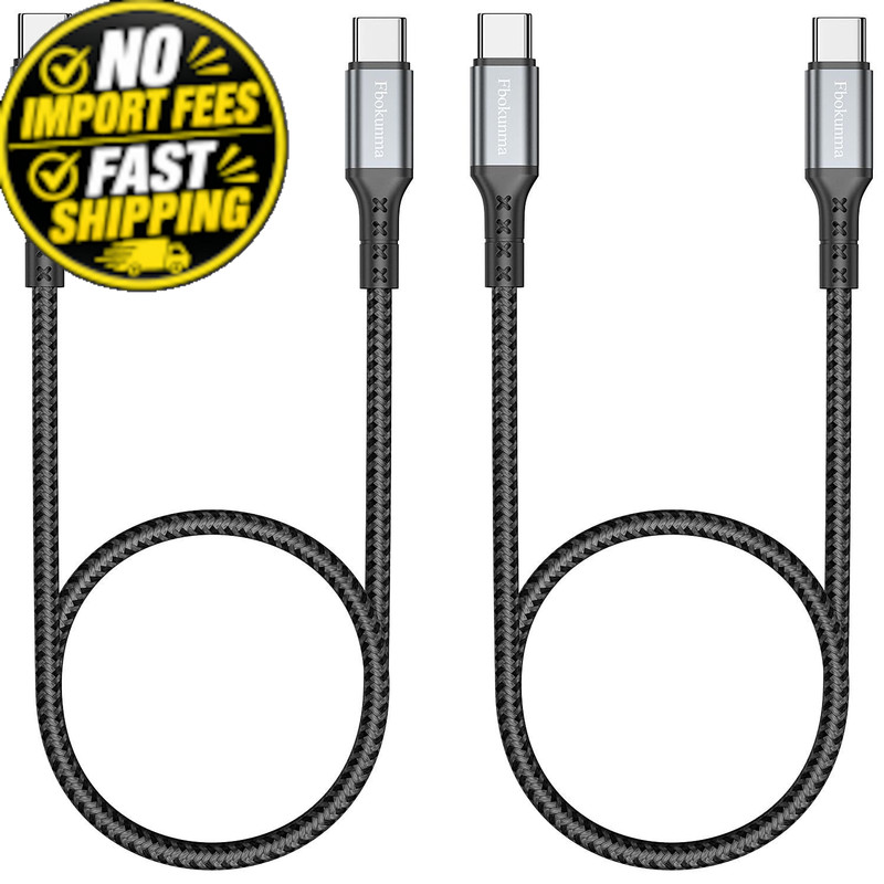 Fbokunma Short USB C to C Cable 1.5FT 2Pack, 60W Fast Charging Type Grey