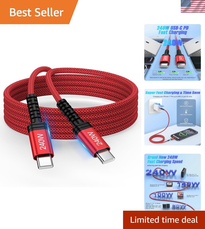Universal 3FT USB C to C Cable with 240W Fast Charging & 480Mbps Data Transfer