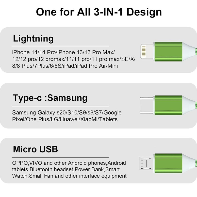 3-in-1 Multi USB Universal Flowing LED Light Up Phone Charge Cable， gallery